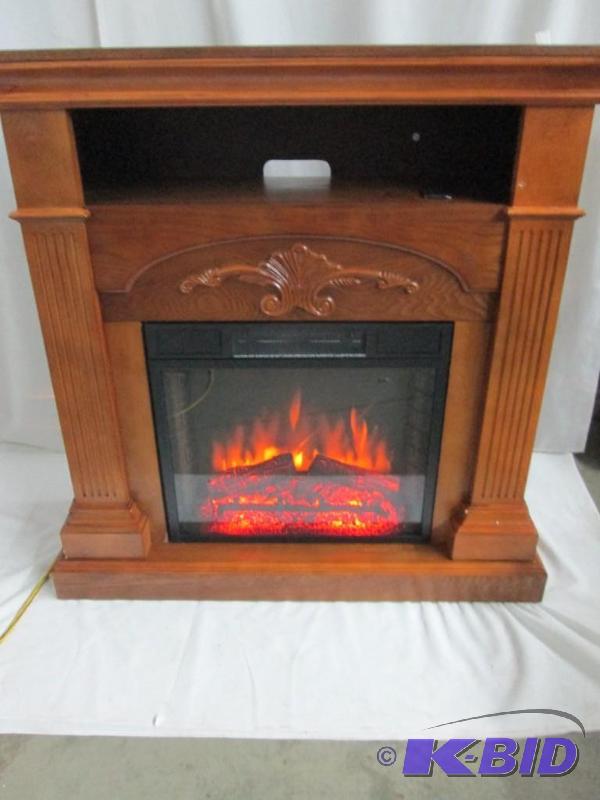 McLeland Design Oak Electric Media Fireplace