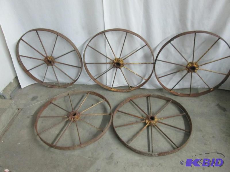 Five 26 Antique Steel Wheels