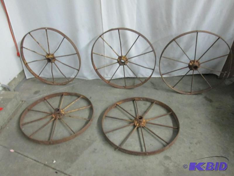 Five 26 Antique Steel Wheels