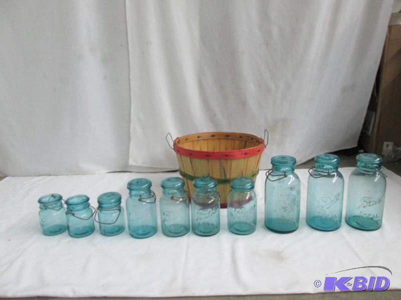 Ball Ideal Blue Glass Jars