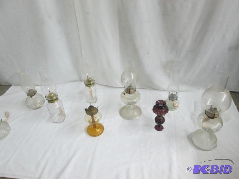 A lot of old glass lamps