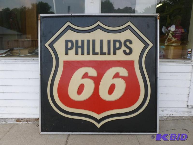 lot 1 image: Large Phillips 66 aluminum framed heavy gage ...