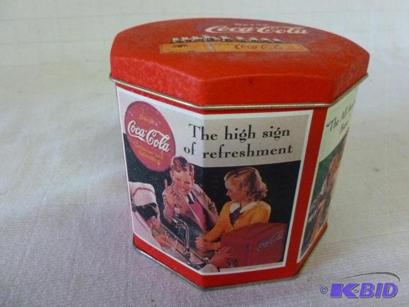 lot 142 image: Collectible Coca-Cola metal container with li...