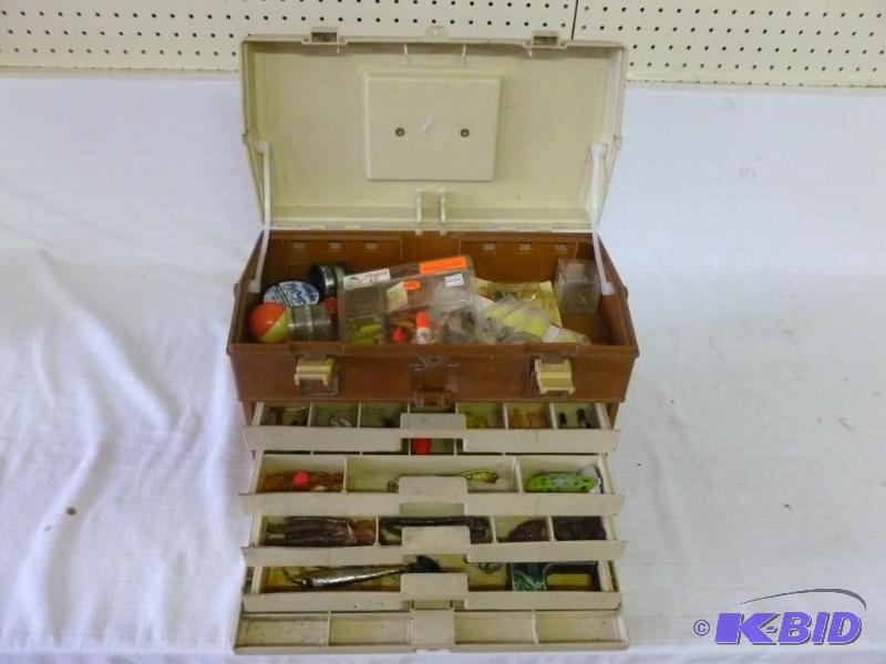 lot 17 image: Large Plano fishing tackle box loaded up with...