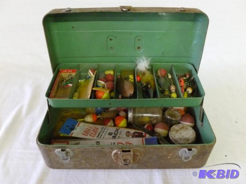 lot 19 image: Union metal fishing tackle box loaded up with...