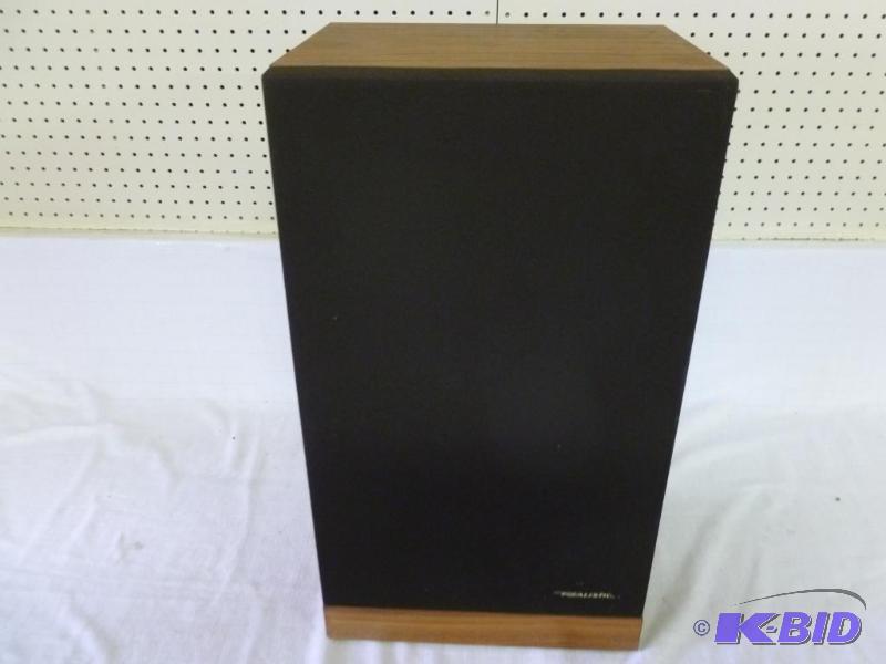 lot 198 image: Large Realistic wood encased 75w. tower speak...