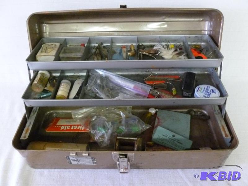 lot 20 image: Large Quality metal fishing tackle box loaded...