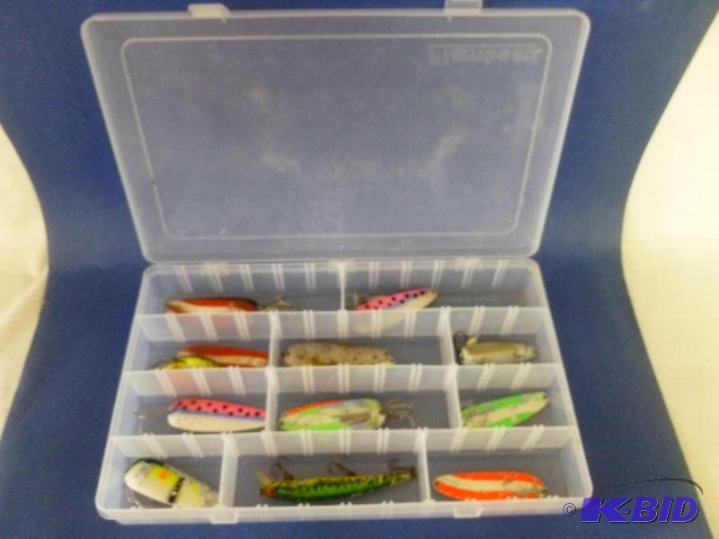 lot 23 image: Large Flambeau plastic bait box loaded with v...
