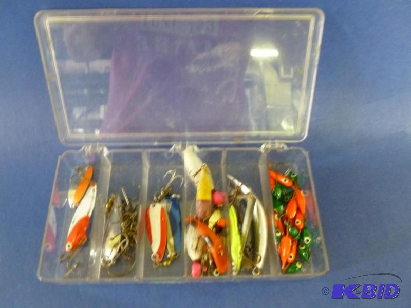 lot 25 image: Plano plastic bait box loaded up with good fi...