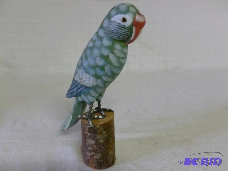lot 62 image: Beautiful hand painted wooden bird decoration...