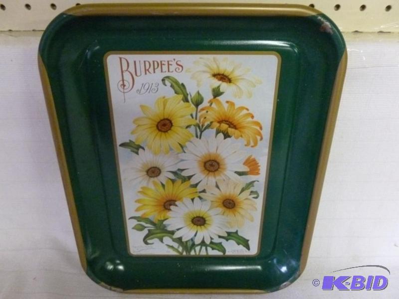lot 68 image: Collectible Burpees metal serving tray that ...