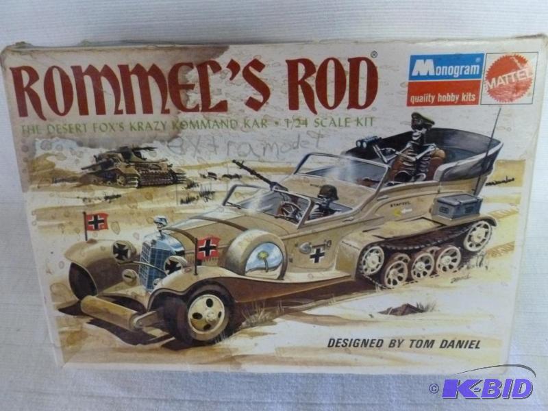 lot 90 image: Vintage 1969 Monogram Rommels Rod 124 scale...