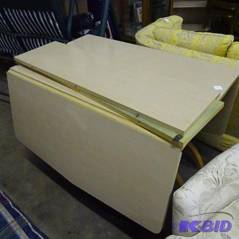 lot 109 image: Vinatge kitchen table with drop down sides an...