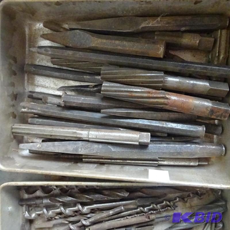 lot 59 image: Tray of punches, chisels, and reamers...
