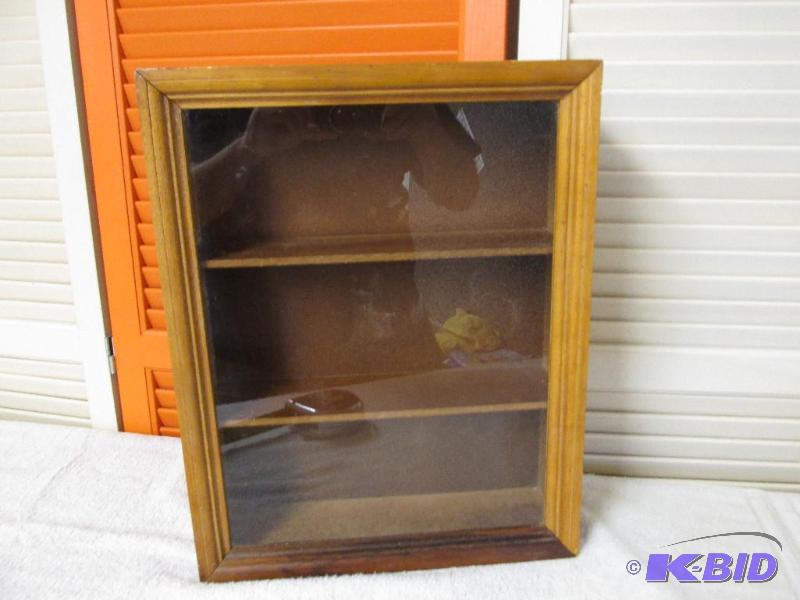 Nice Wood Hanging Shelf With Glass Door