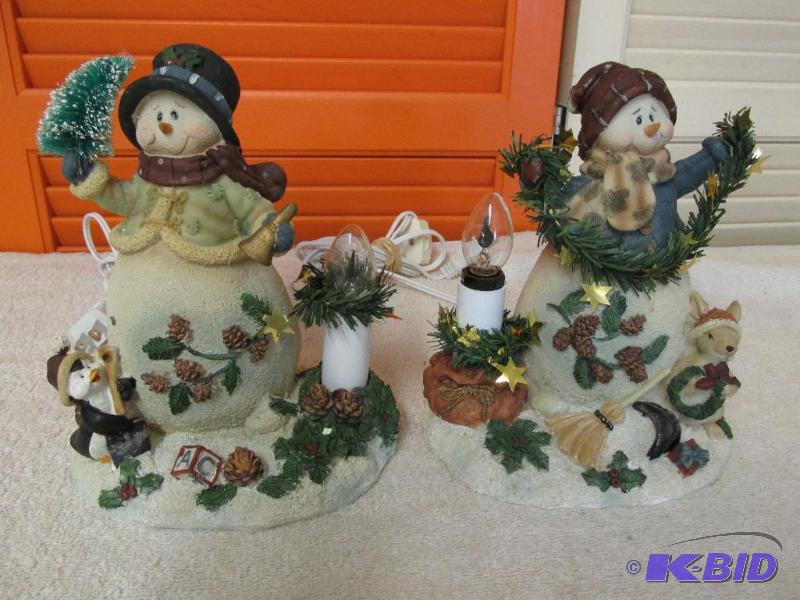 A Pair of Light up Snow People.
