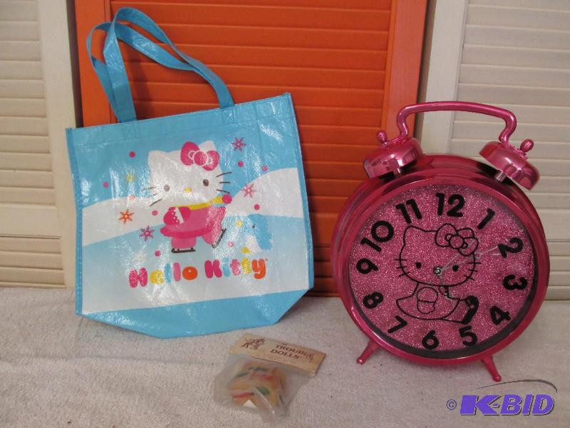 Miss Kitty Bag - Miss Kitty Clock (Clock needs repair) & Trouble Dolls