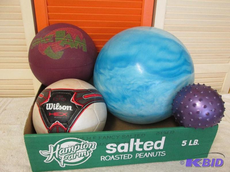 4 Balls - Soccer, Basket Ball, Beach Ball, and Ball with spikes