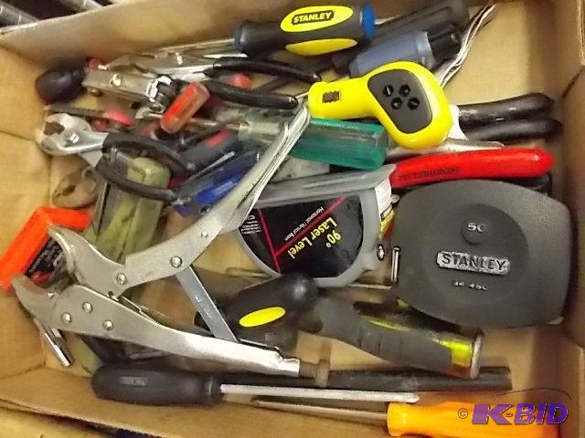 Box Lot Of Assorted Tools, Screw Drivers, Hex...