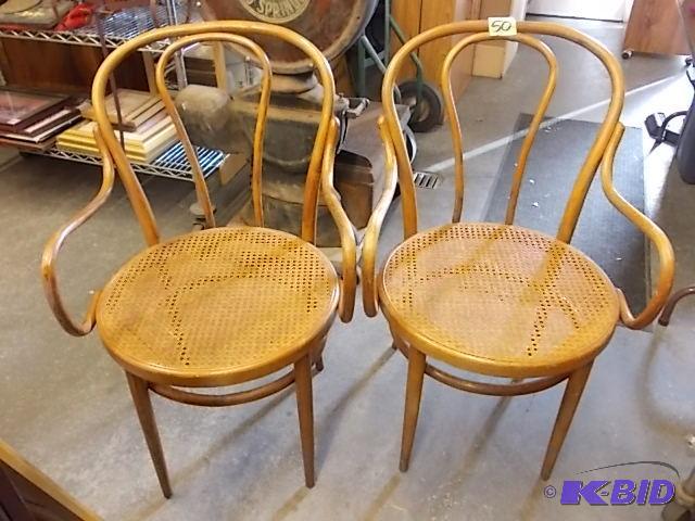 Pair Of Bent Wood Cain Seat Chairs...