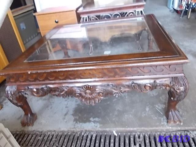40 x 40 x 17 Claw Footed Table With Plexi Top...