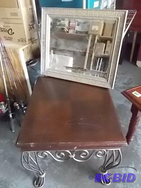 23x28x21 Ornamental Iron Base Table, 25x22 Go...