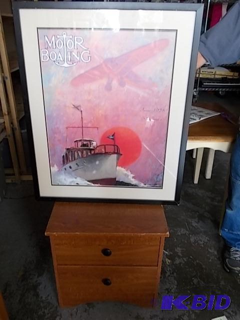 28x34&nbspFramed Motor Boating Stamp Poster,...