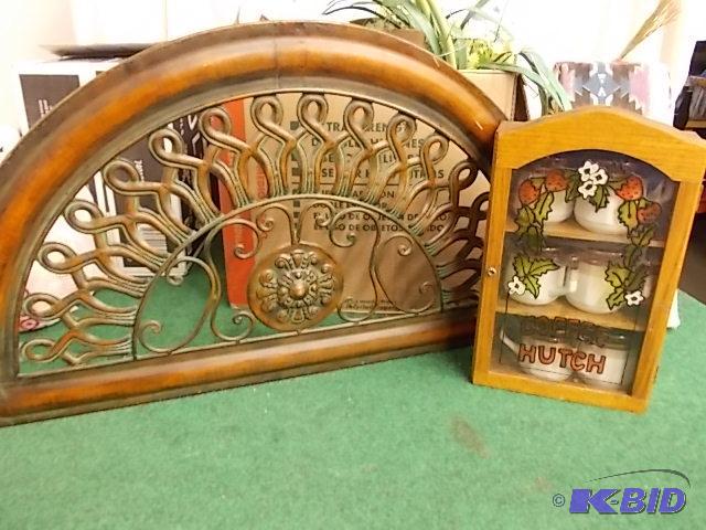 35 inch Metal Wall Sculpture, Coffee Hutch Ca...
