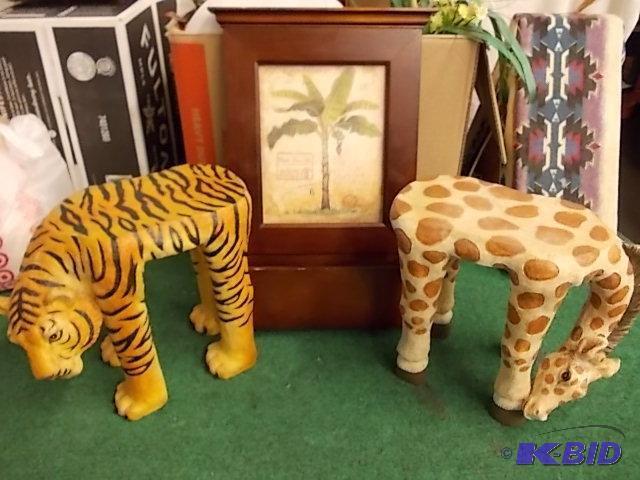 2-Small Tiger &amp Giraffe Tables Or Foot Re...