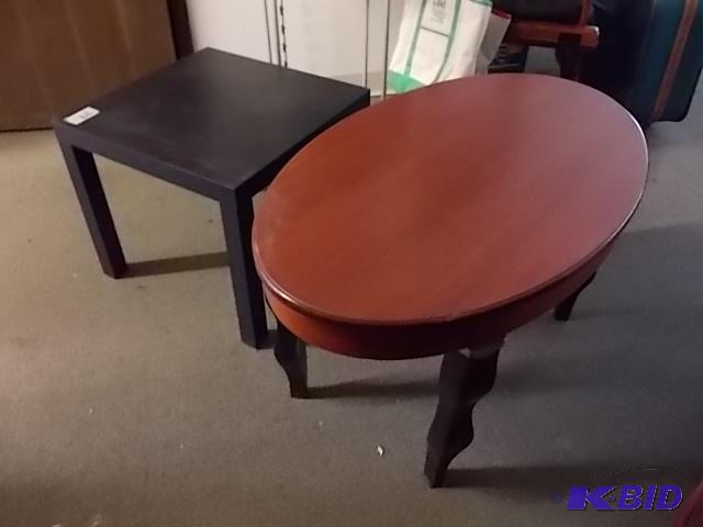 1-Oval Table With Black Legs, 1-Small Square ...