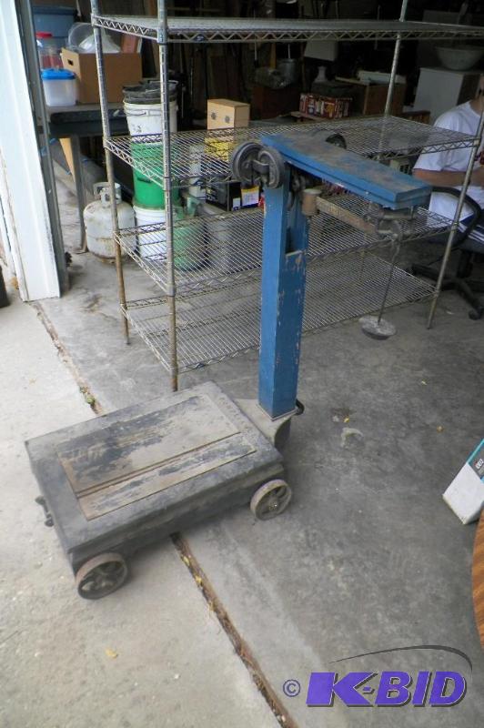 lot 5 image: Antique Compliance Scale wWeights Nice Metal Wheels