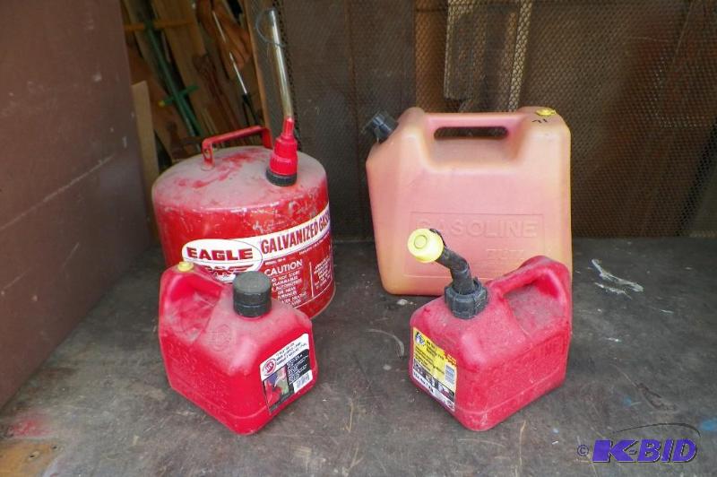 lot 71 image: Two Red 5 Gallon & Two Red 1 Gallon