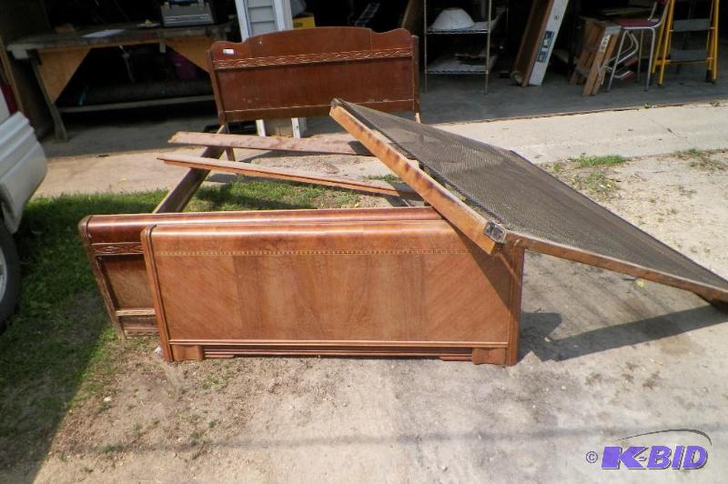lot 87 image: Old Bed Frames & Box Spring. One Complete Bed Frame & One Missing Head Board