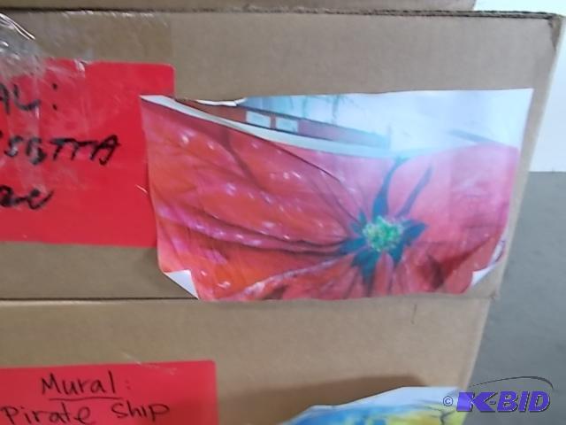 lot 100 image: Poinsettias Mural, 10 x 20...