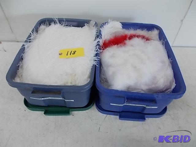 lot 118 image: (2) Totes, Approx. (380) Large White Ostrich ...
