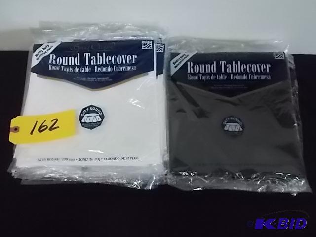 lot 162 image: (9) White & (5) Black Round Plastic Table...