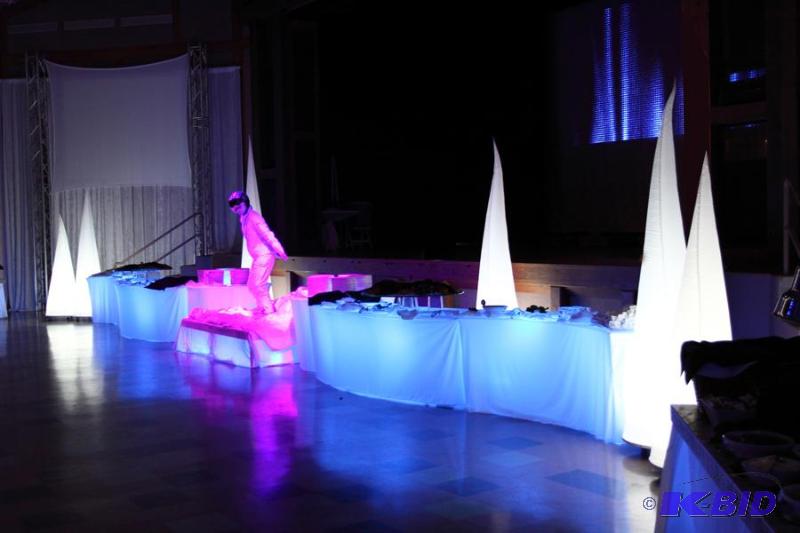 lot 205 image: (8) Acrylic Serpentine Tables with White Span...