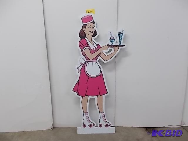 lot 208 image: 1950s Roller Skate Waitress Cut-Out, Two Sid...