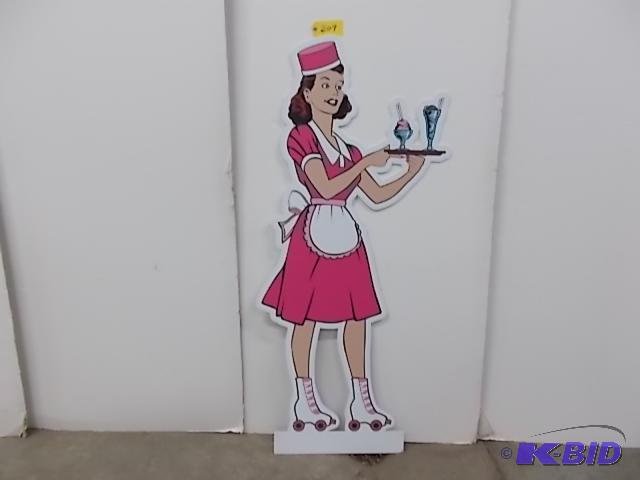 lot 209 image: 1950s Roller Skate Waitress Cut-Out, Two Sid...