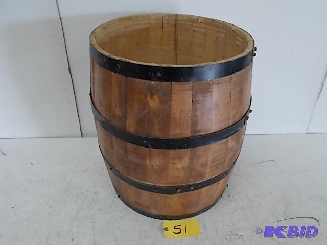 lot 51 image: Wood Barrel 22" x 18" Dia....