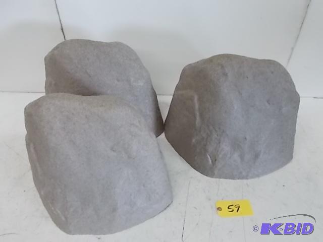 lot 59 image: (3) Faux Rocks, Medium Size, Sandstone Color,...