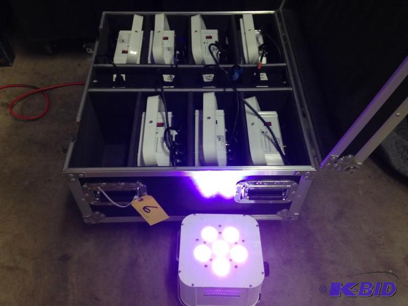 lot 6 image: (8) LED Puck Style Up-Lights, Wireless DXM, C...