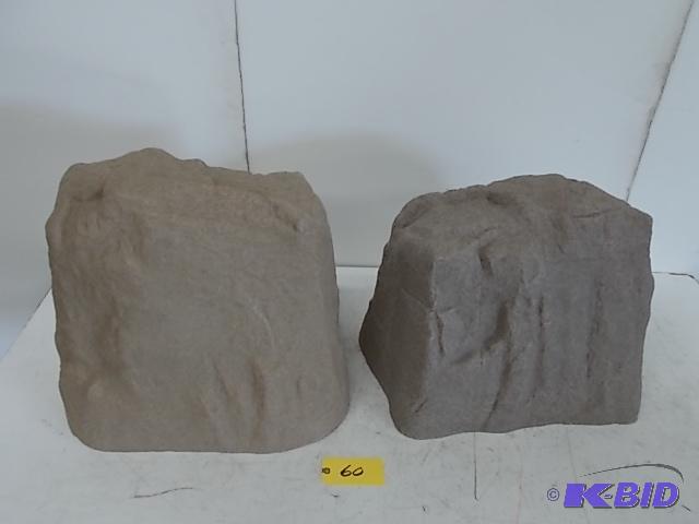 lot 60 image: (2) Faux Rocks, Large Size, Sandstone Color, ...