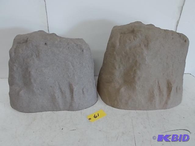 lot 61 image: (2) Faux Rocks, Large Size, Sandstone Color, ...