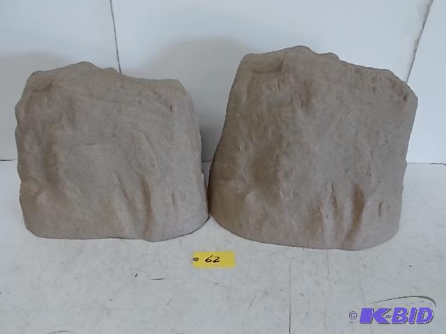 lot 62 image: (2) Faux Rocks, Large Size, Sandstone Color, ...