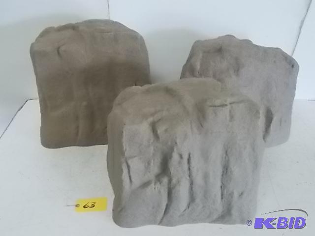 lot 63 image: (3) Faux Rocks, Large Size, Sandstone Color, ...