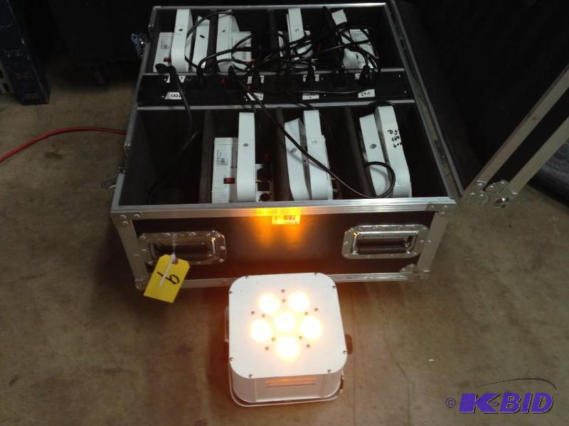 lot 9 image: (8) LED Puck Style Up-Lights, Wireless DXM, C...