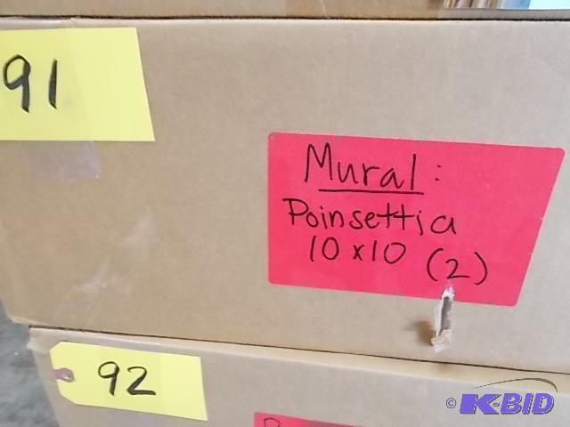 lot 91 image: (2) Poinsettia Murals, 10 x 10...