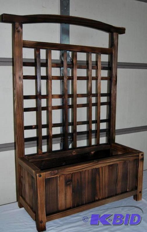 lot 16 image: Wooden Planter Box  Trellis, all fir wood an...