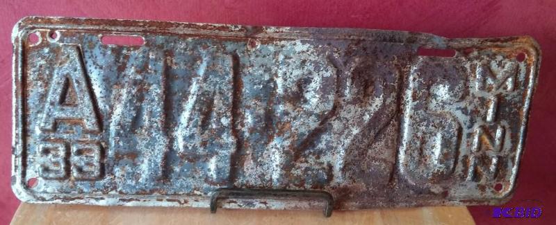 1933 Minnesota License Plate...